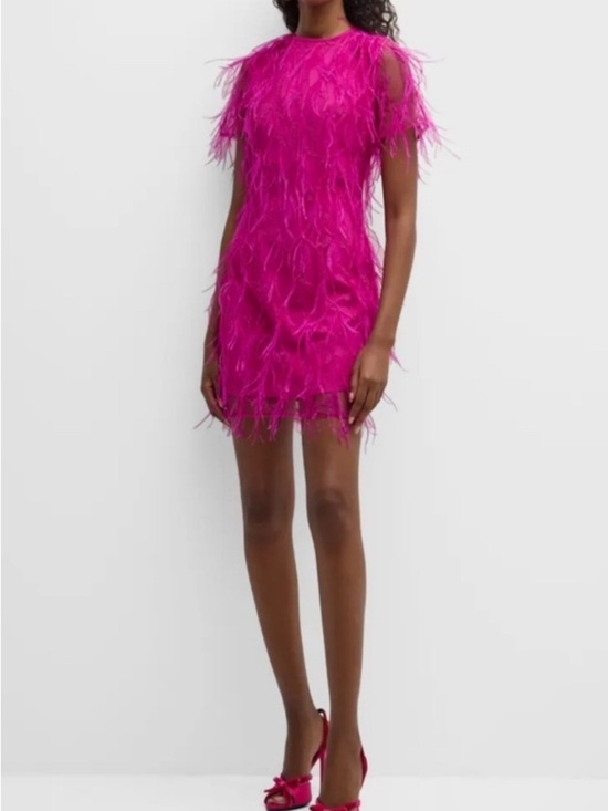 Milly Dresses & Skirts - Milly Vibrant Fuchsia Feathered Mini Dress NWT